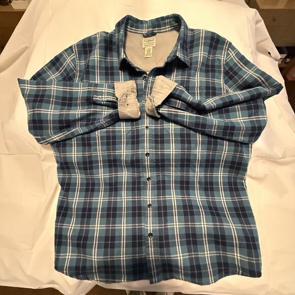 LL Bean Plaid Flannel Shacket Men's Sz XL-Tall Fleece Lined Button Shirt Jacket - Picture 7 of 11
